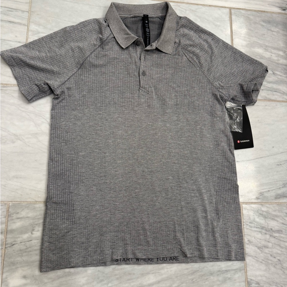 Lululemon Athletica Gray Polo Shirt Classic Knit